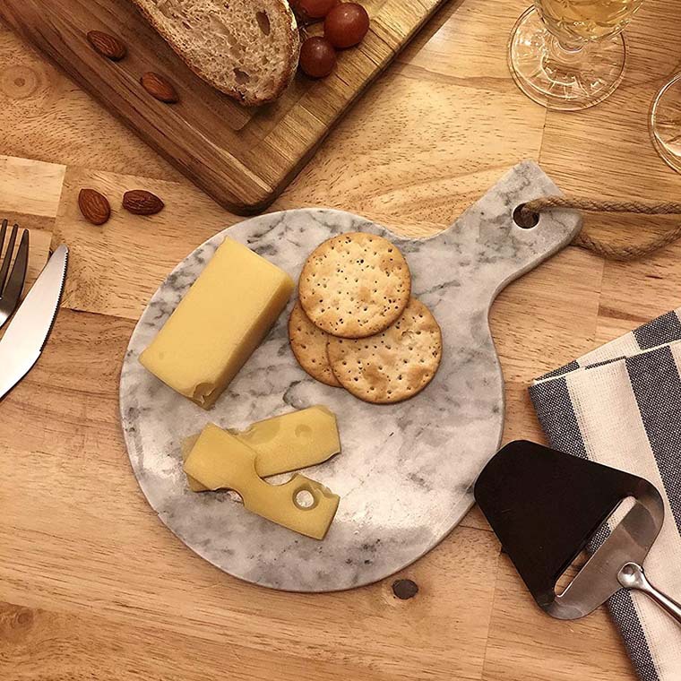 Japonés y coreano bandeja de mármol natural mango redondo placa creativa nuevo hotel fruta Decoración