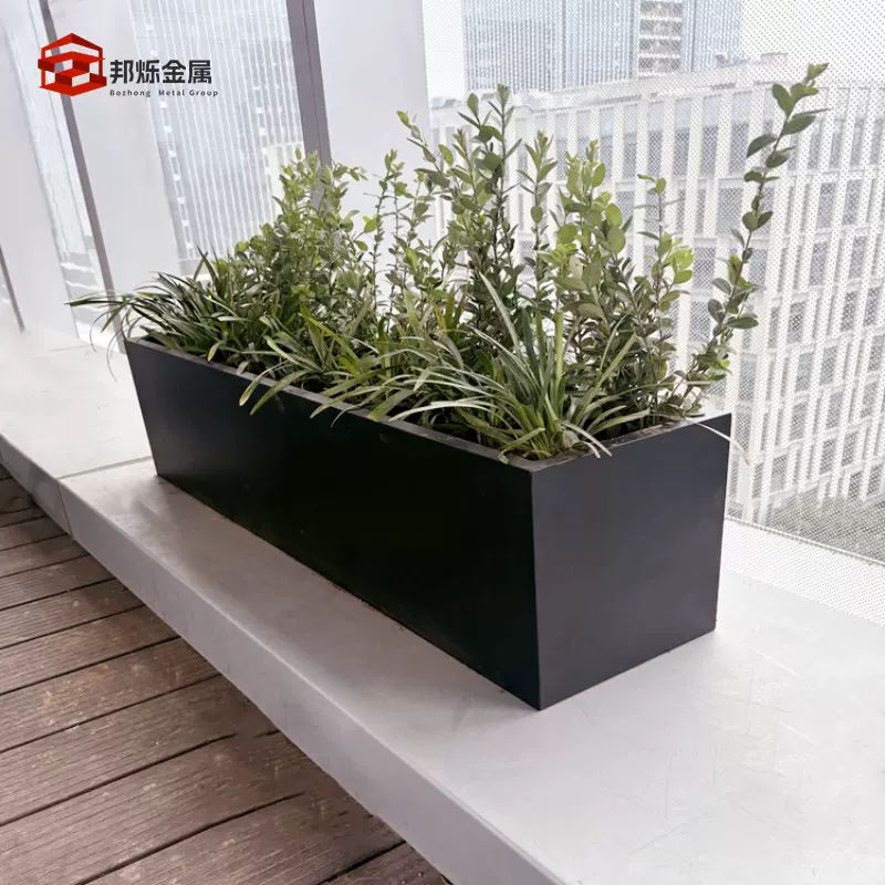 露台户外不锈钢花箱定制室外街道广场长方形花箱定制铁艺围栏花坛