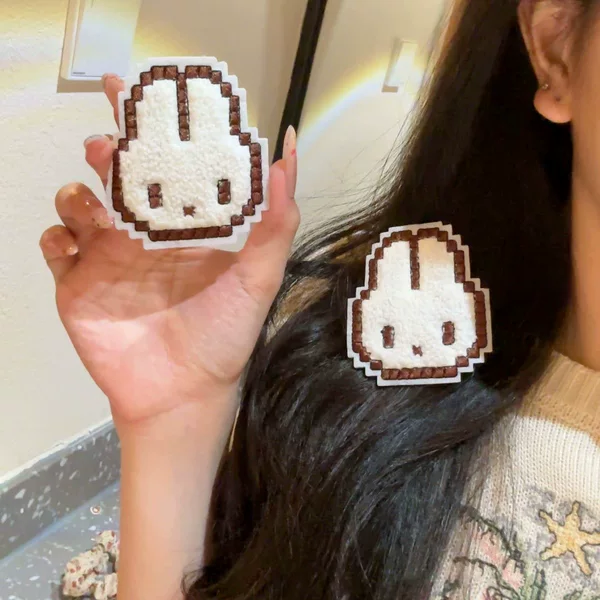 Soft and Sweet Cartoon Bunny Hair Patch with Velcro for Girls, Trendy Hair Accessory Popular on Instagram for Friends