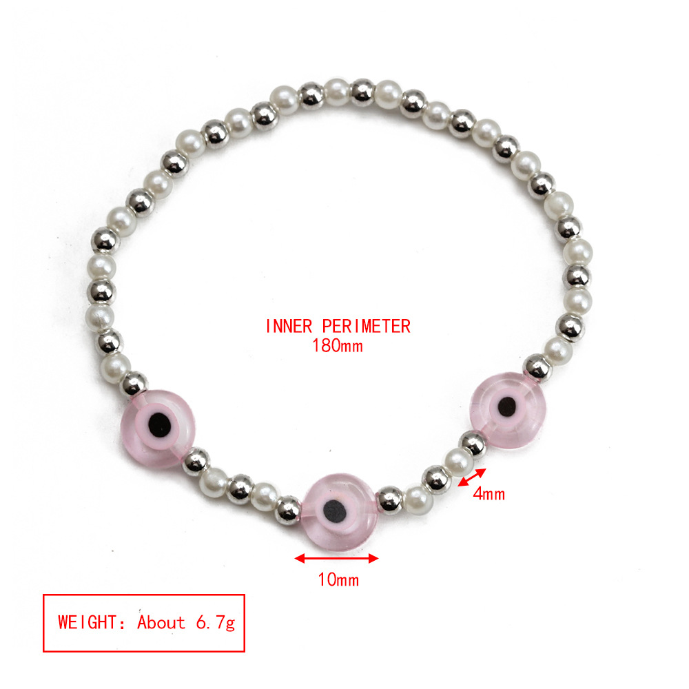 Simple Style Devilu0027S Eye Copper Beaded Plating Bracelets 1 Piece