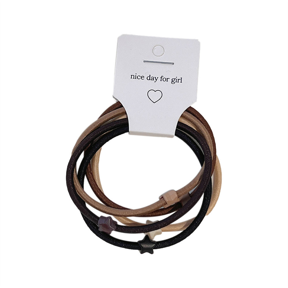 5 piezas de leche marrón banda de pelo traje de moda corbata de pelo banda de goma Morandi simple cuerda de pelo básico accesorios para el cabello