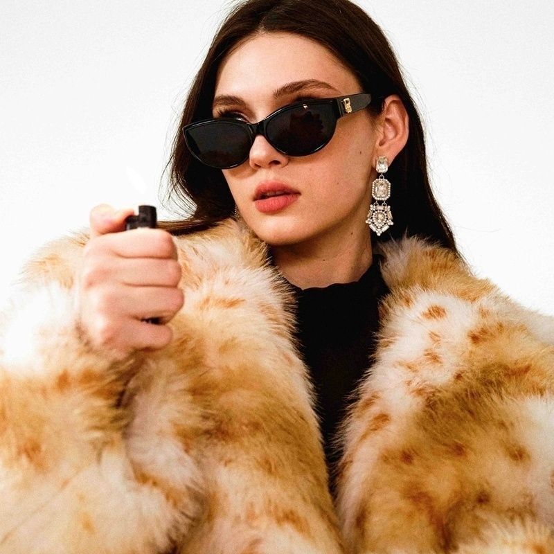 Autumn/Winter Leopard Pattern Eco-Friendly Fur Coat With Suit Collar, Extended Knee-Length Mink-Style Coat_voghion.com