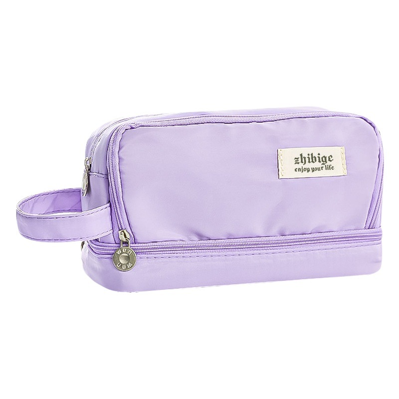 Caja de lápiz de gran capacidad para estudiantes de secundaria caja de lápiz de doble capa caja de lápiz multifuncional simple caja de papelería bolsa de papelería