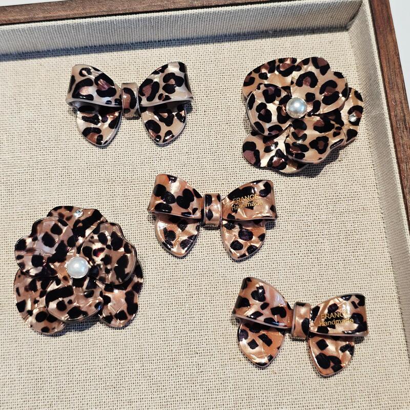 Vintage Leopard Print Bowknot Pearl Flower Hair Clip Claw Clip Hair Accessory Resin Patch DIY Jewelry Accessories Vintage Leopard Print Bowknot Pearl Flower Hair Clip Claw Clip Hair Accessory Resin Patch DIY Jewelry Accessories