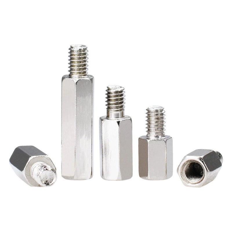 Опорная шестигранная колонна M2M4 с одной головкой, соединительная шестигранная колонна, изолирующая шестигранная колонна, опорная колонна для материнской платы, никелированный шестигранный стержень с внутренней и внешней резьбой