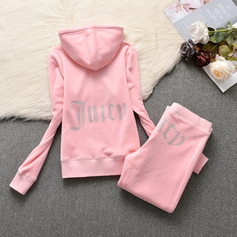 Juicy Coconut Velvet Casual Sportswear Suit Women's Hot-Drilled Hooded Cardigan Spring & Fall Home Wear