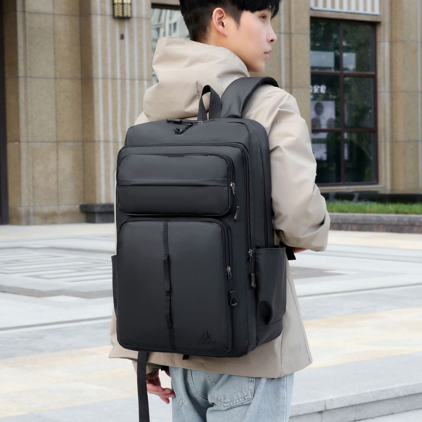 Cross-Border New Fashion Trend Casual Business Backpack Computer Bag Large Capacity Solid Color Lightweight Water-Repellent Backpack