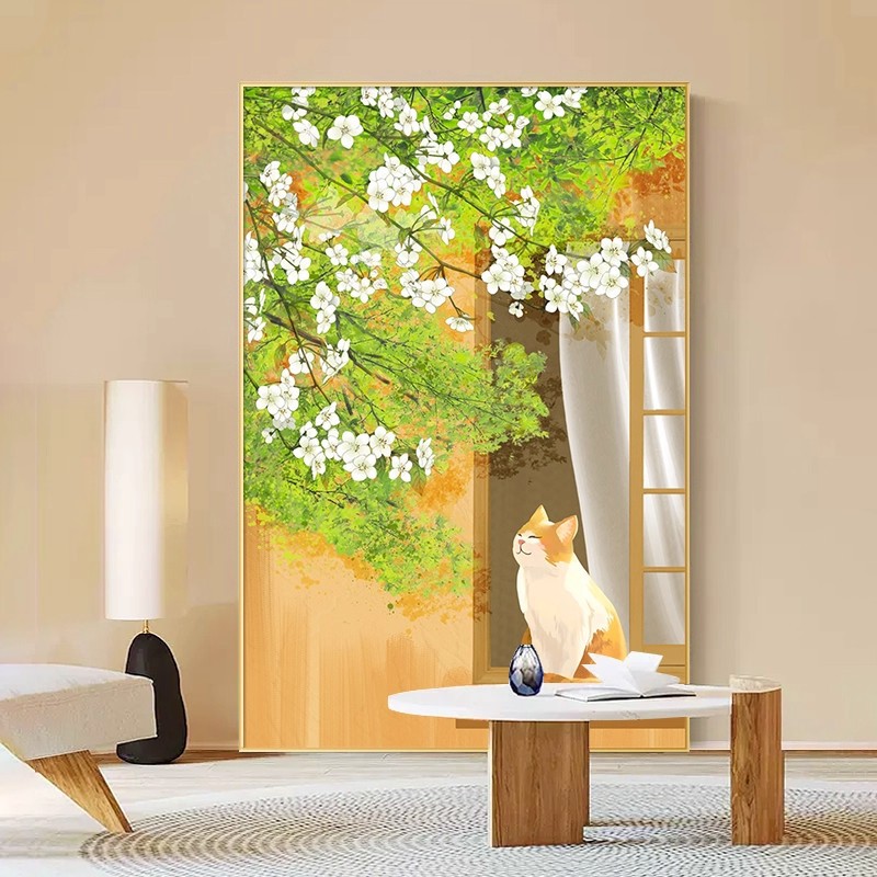 北欧ins风客厅装饰画简约现代餐厅卧室挂画桌面斗柜摆画猫咪壁画