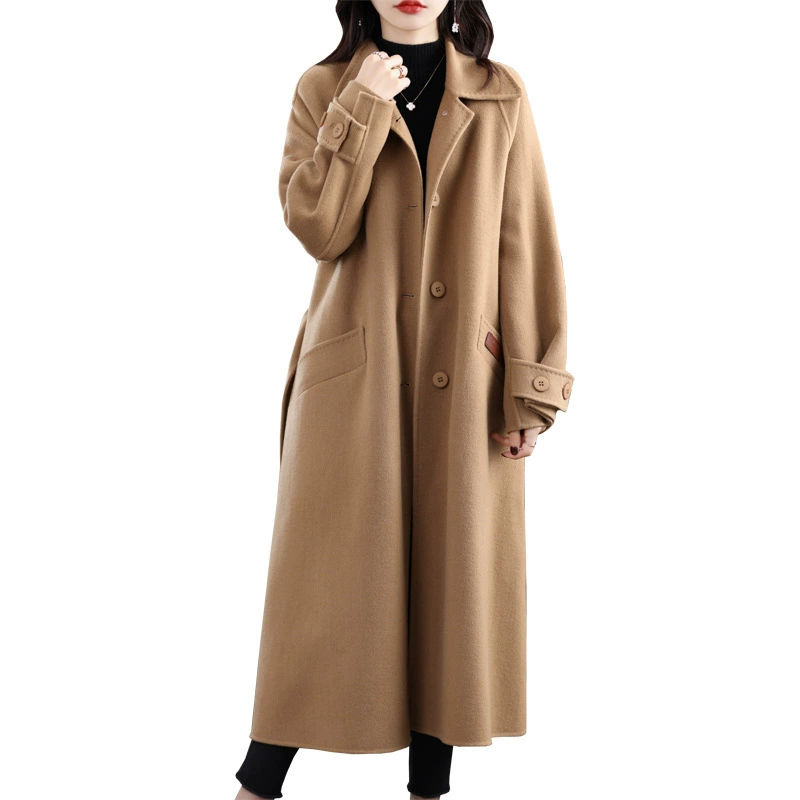 Winter retro double-sided woolen coat, long woolen suit, jacket, 2023 years, western style, mid-length