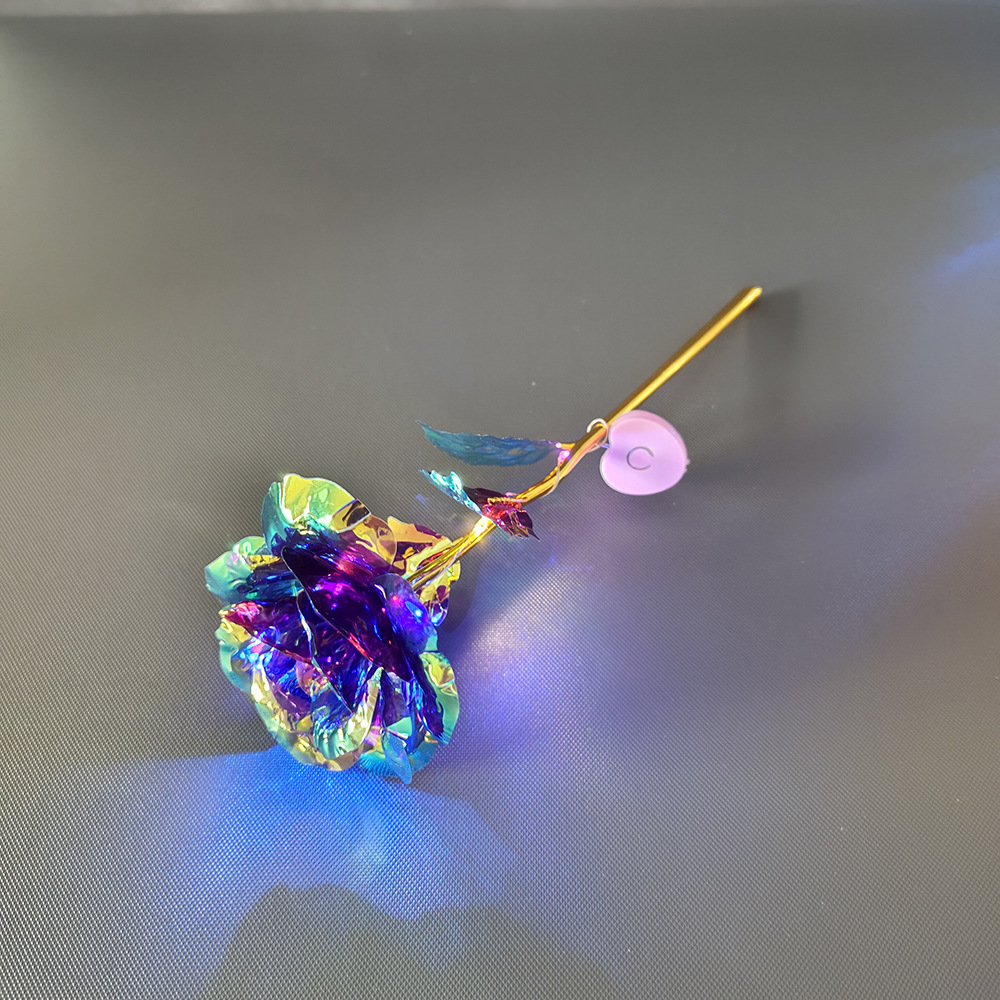 520 lámina de oro flor de rosa melocotón lámpara de corazón flor de rosa de simulación flor de lámina de oro día de San Valentín regalo del día de la madre regalo creativo