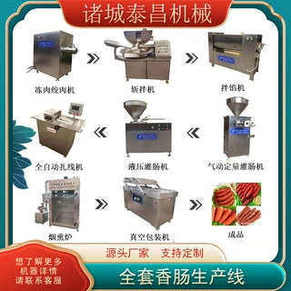 定制全套香肠加工设备 红肠生产线 食品厂烤肠制作流水线腊肠灌肠