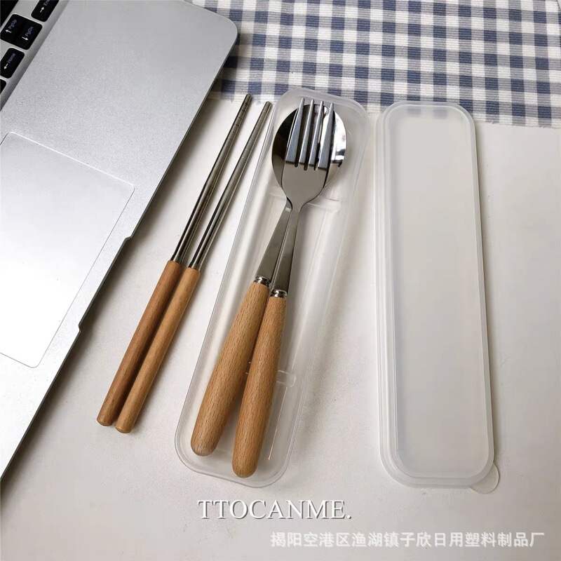 実木ins風鶏翅木柄木製ナイフフォーク木スプーン洋食ステンレスステーキステンレス食器セット|undefined