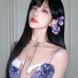 原版做法 轻熟风紫色连衣裙女夏季新款收腰包臀吊带裙蕾丝长裙子