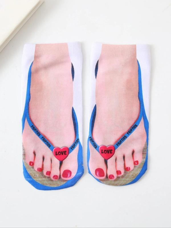 2025 New Cross-Border Dropshipping Women's 1 Pair Casual Footprint Ankle Socks Fun Socks