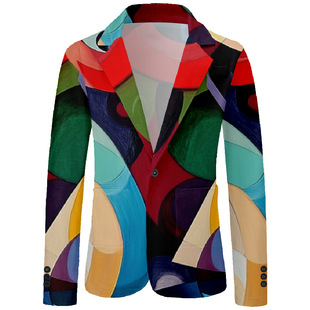 European and American Export Suits, Trendyy Multi-Pattern Elements, Colorfulful Floral 3D Printing, Casual Shopping Wear Cardigans