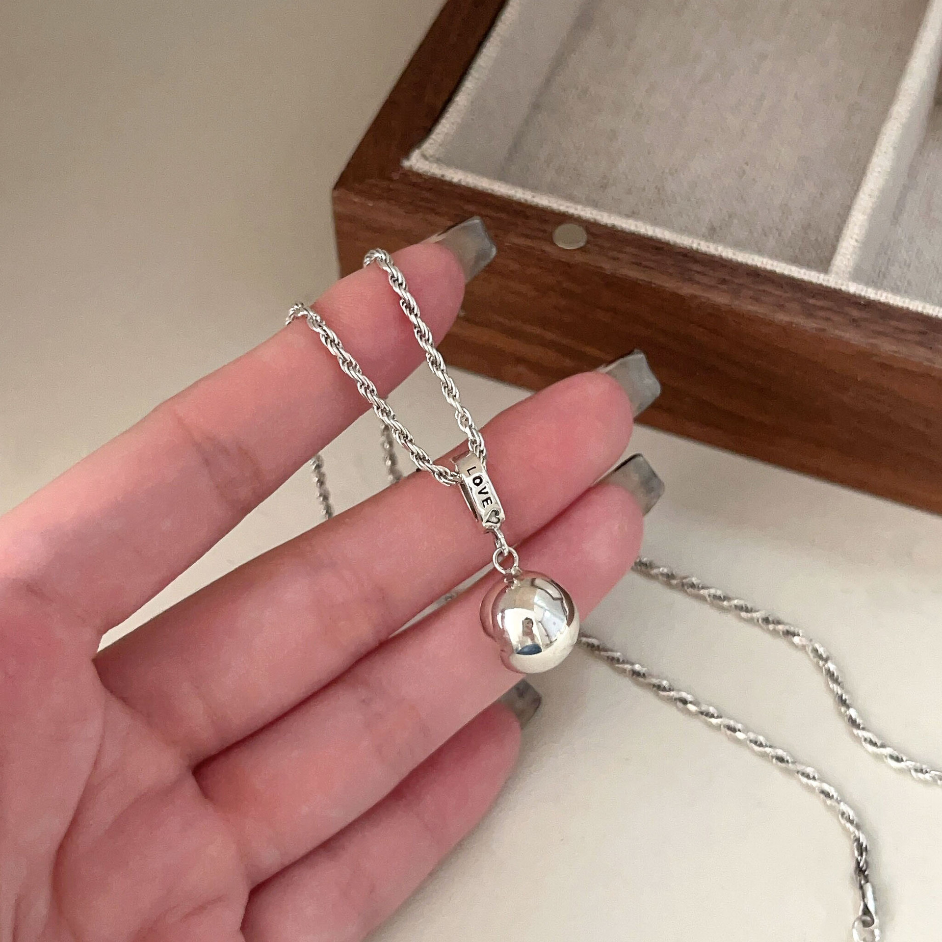 銀瑞泰s925純銀疊戴單珠項鍊女精緻網紅新款高級感仙氣圓珠頸鏈女