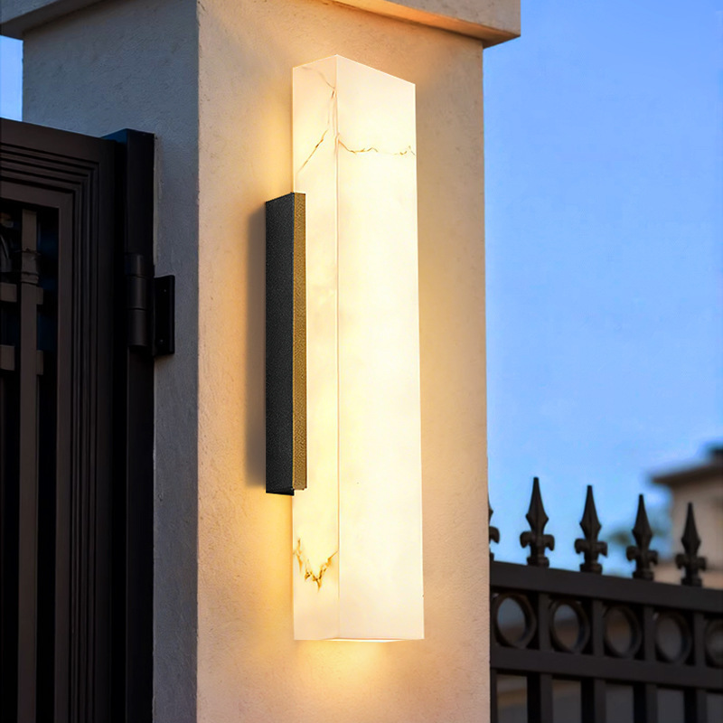 Outdoor Waterproof Villa Exterior Modern Minimalist Imitation Marble Stainless Steel Hotel Entrance Door Balcony Terrace Lighting