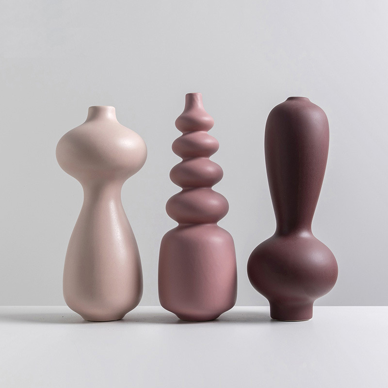 Moderno minimalista colorido florero de cerámica Nordic salón flor modelo Sala ventas muebles oficina ciudad suave decoración adornos