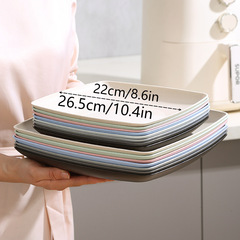 2024 New Square Wheat Straw Creative Plastic Tableware Set Snack Fruit Bowl Large Size Western Dinner Plate Display