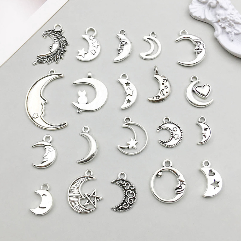 1 new ancient silver alloy moon series simulation hollow moon pendant pendant diy accessories 1 new ancient silver alloy moon series simulation hollow moon pendant pendant diy accessories
