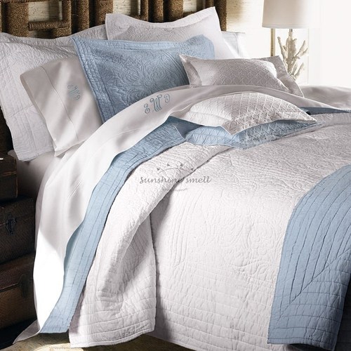S588 spring and autumn American pure cotton quilted quilt, European style pure cotton solid color quilted summer quilt, bed cover three-piece bed cover