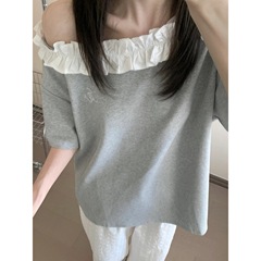 220 グラムのレーヨン品質の刺繍レース全体アイロン加工の女性のトップスはファッショナブルで多用途です。