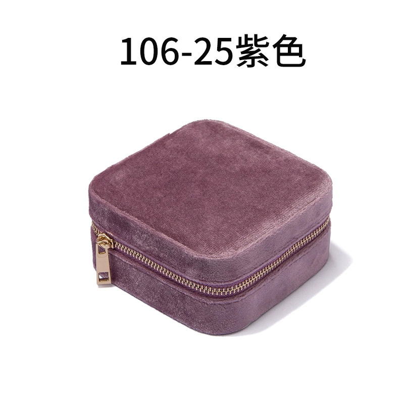 Jewelry storage box, handheld, removable ring insert, velvet‑style, zip closure