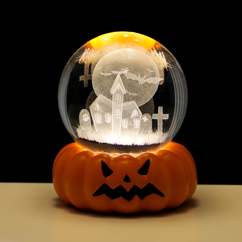 Halloween Skull Pumpkin Lantern Ghost Crystal Ball Night Light Home Decoration Atmosphere Light Creative Desktop Ornament