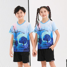 夏季儿童羽毛球服套装男户外速干运动健身女网球短袖排球服装短裤
