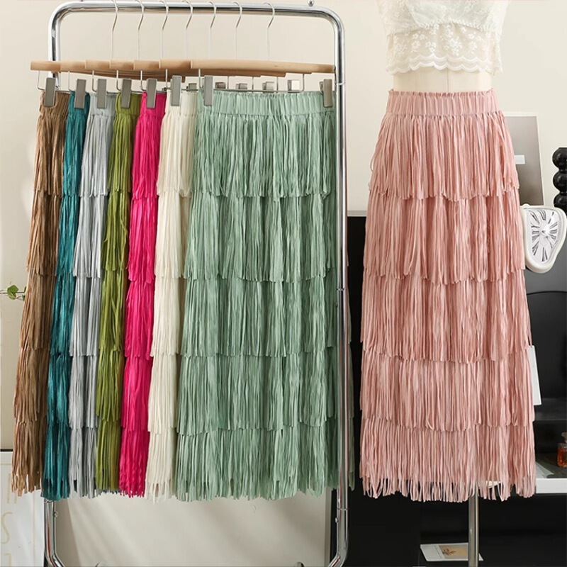 Tassel Skirt plus size Women's 2024 New Mid-length chubby girl Skirt Straight Cake Skirt A- line Long Skirt Tassel Skirt plus size Women's 2024 New Mid-length chubby girl Skirt Straight Cake Skirt A- line Long Skirt
