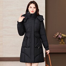 棉袄冬季女中长款韩版牛角扣中年妈妈棉服加厚2025年新款棉衣外套