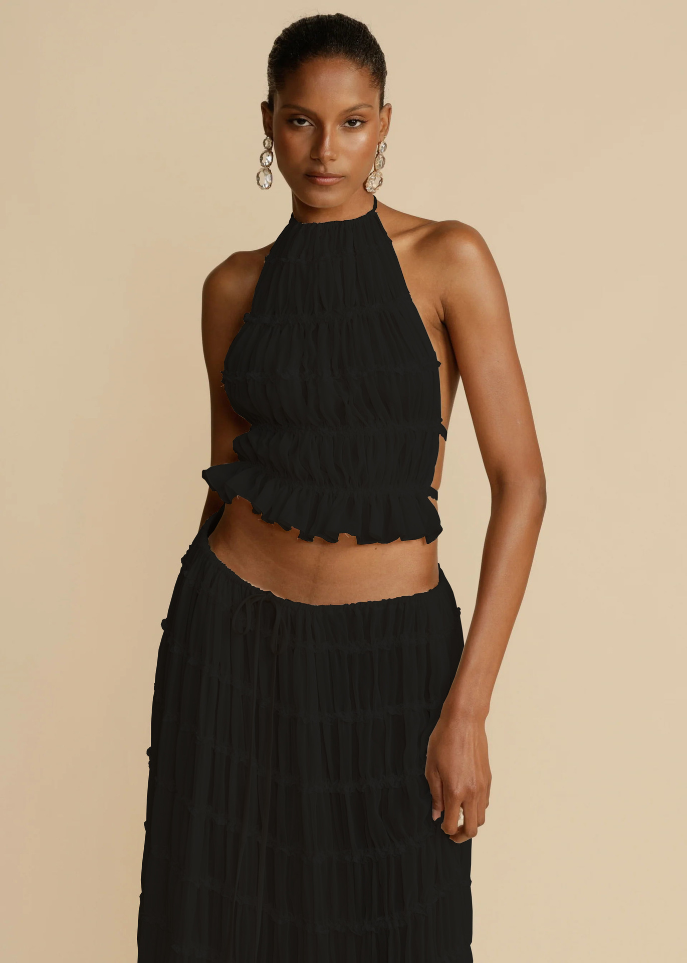 84g Weight Sleeveless Sleeve Length Polyester Fabric Type Skirt Co-ord Set Sets Type 2 Pieces Set Quantity Daily, Beach, Date Occasion Halter Neck Neckline Regular Fit Fit Type Solid Color Pattern Summer Season Women's Gender Sexy Style Daily Beach Date Women's Sexy Solid Color Polyester Skirt Co-ord Set Skirt Sets 18
