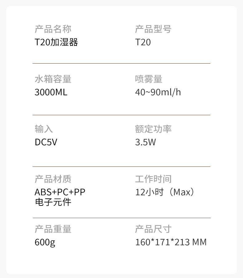 新款3L双喷雾加湿器USB大容量家用办公室小夜灯数显卧室无菌加湿详情12