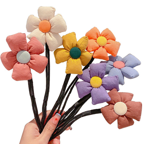 Children's flower ball hair bun hair artifact girl cute colorful little girl lazy bun hair pole hair hoop hair accessories