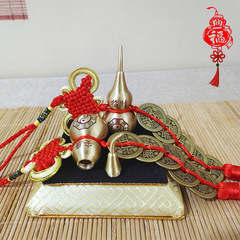 Engraved copper gourd Five Emperors Coin pendant wholesale Chinese knot thickened Five Emperors Coin car hanging brass gourd home ornaments