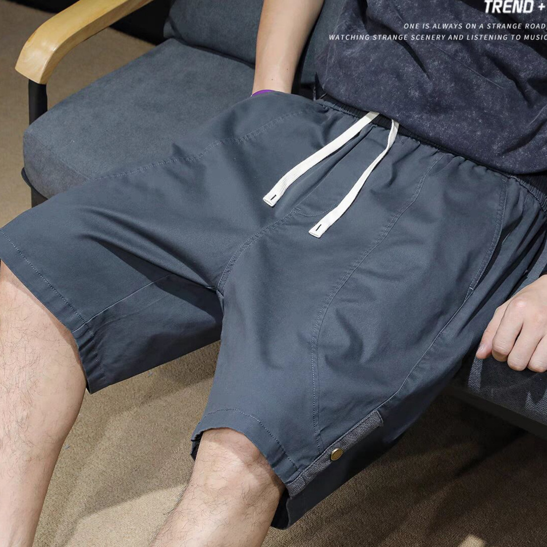 Pantalones cortos de herramientas retro japoneses al por mayor pantalones finos sueltos de cinco puntos para hombres pantalones cortos deportivos de moda casuales rectos