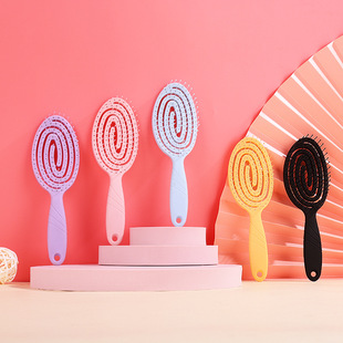 Cross-border Hot-selling Oval Mosquito-repellent Incense-shaped Hair Comb Scalp Massage Oval Hollow Shape Comb Hollow Rib Shape