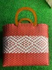 gules Woven bag Stereo bag Exposure Shoulder strap Cross section Square Shape pattern weave Solid Bag