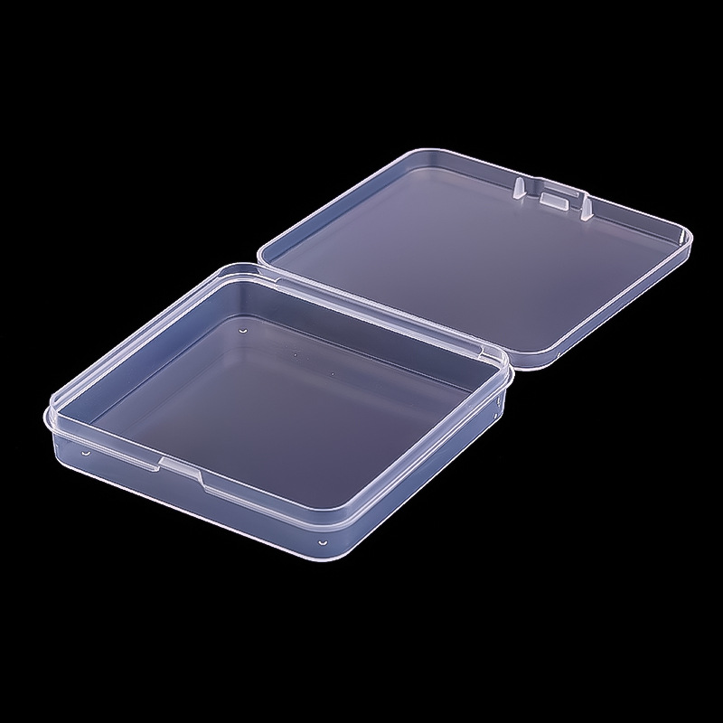Cross-Border Flat Box Square Pp Box Transparent Plastic Small Box Parts Card Packaging Box Stationery Storage Box with Lid