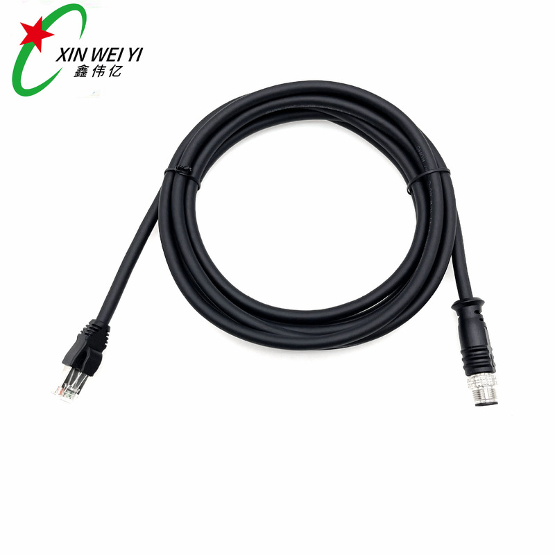 Ether Cat Protocol Bus M12 D Encoded to Rj45 Network Cable Waterproof Connector with Shielded Connector