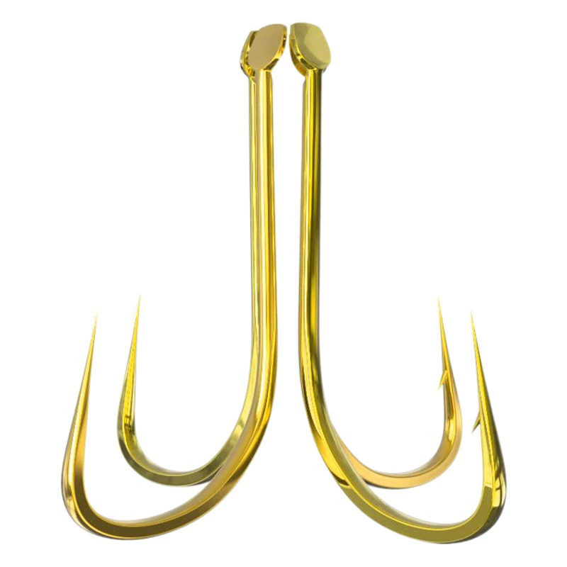 Крючок с золотым рукавом оптом колючий стол без колючек рыболовный конкурентоспособный суб-Линейный двойной крючок для карася тонкая полоска плоский крючок