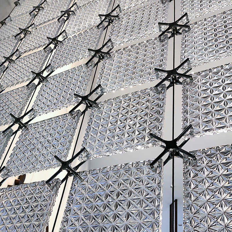 Vidrio ultra blanco cristal colgante paneles de puerta de entrada pantalla transparente azulejos decorativos cuadrados largos colgantes azulejos de cristal