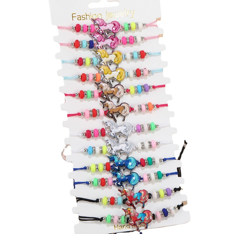 Cross-border New Unicorn Starfish Whale Macdi Palm Evil Eye Set Dripping Oil Woven Promotion Bracelet