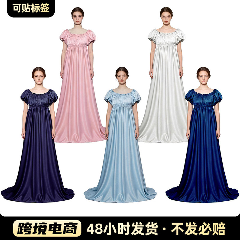 Bridgerton Cosplay Costume Vintage Long Dress Regency Era Victorian Halloween Ball Performance Dress