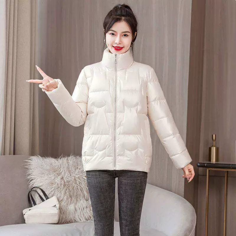 Winter short down jacket with down, brace, Korean style, oversize, increased thickness, slim fit