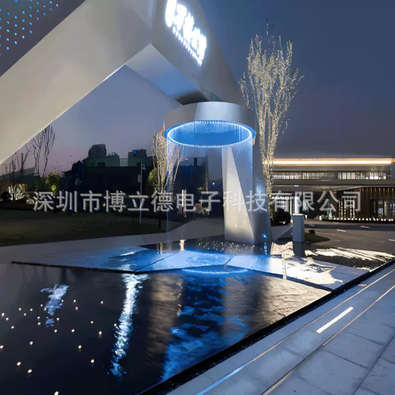水幕墙流湿帘瀑布墙展厅商场流水屏风水景数控图形变换水帘水幕