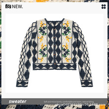 民族风格外套钩花镂空针织开衫女长袖 V领上衣小众别致刺绣春秋款