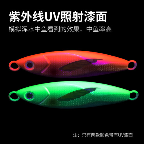 New Japanese-style bionic UV long-range fast-sinking iron plate lead fishing bait for mackerel and knife fish road sub-iron plate bait