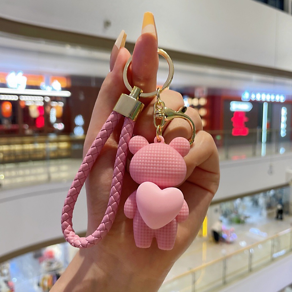 Peluche a forma di cuore con orsetto per bambine, ciondolo carino con squisita celebrità di Internet, decorazione per zaino, portachiavi per auto_voghion.com