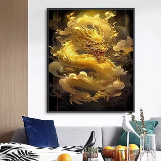 2024中式满钻全贴钻石画源头工厂自己贴diy客厅钻石十字绣黄金龙